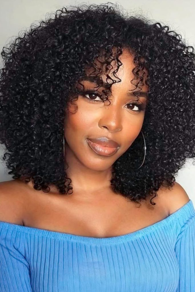 Soft afro crochet curls rounded shape.