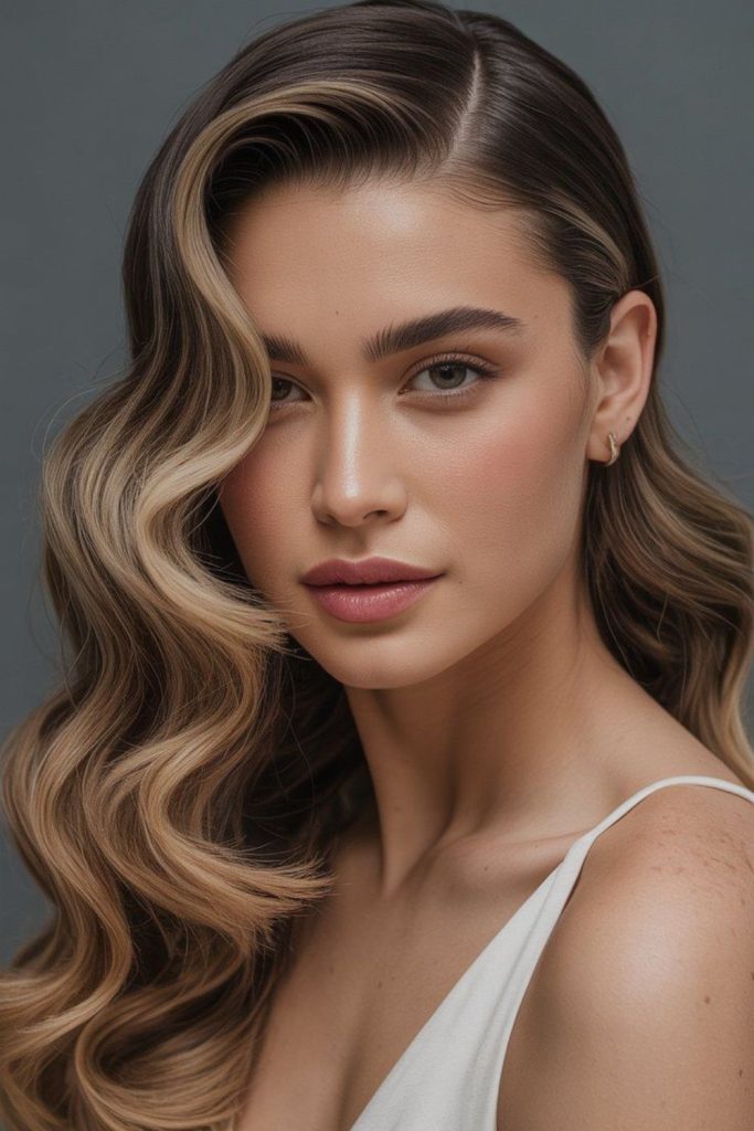 Feather light swoop hairstyle with gentle soft face framing motion