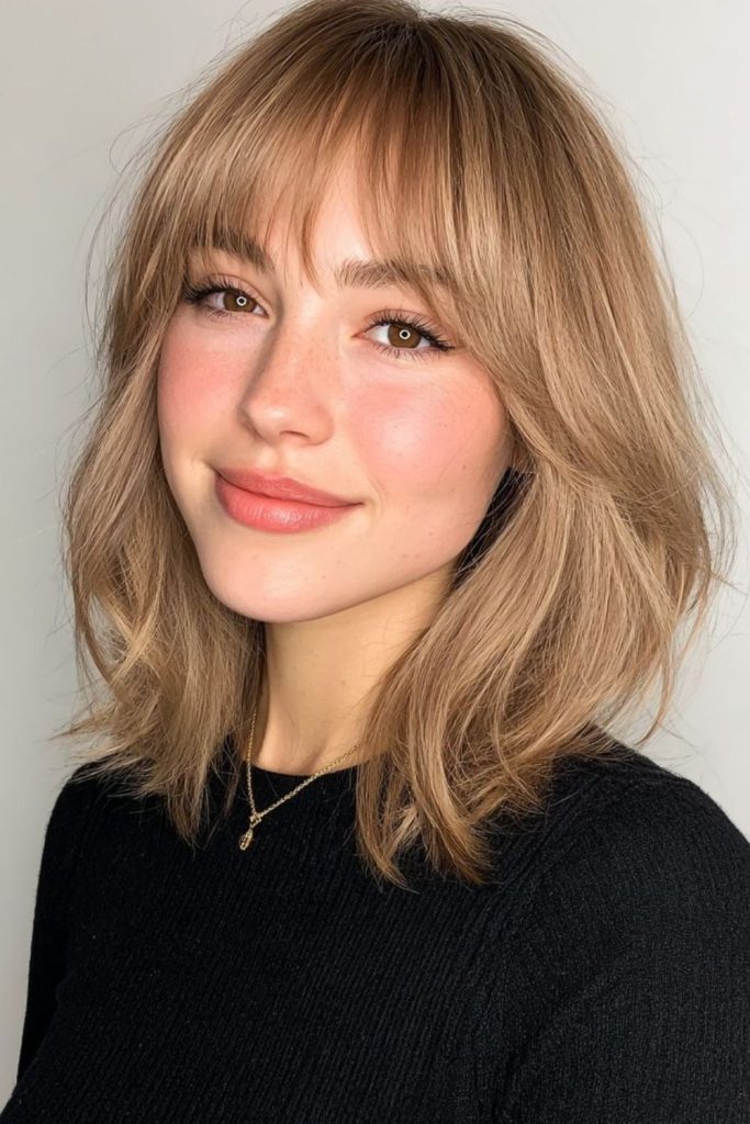 Lob with soft fringe styling
