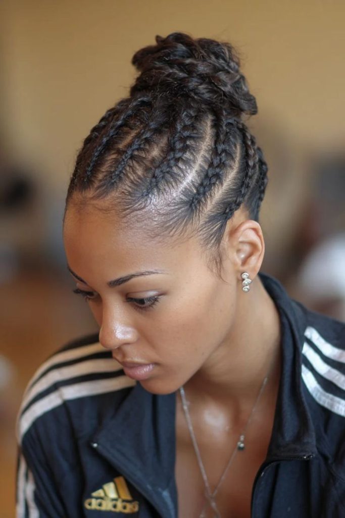 Small braids crown detailed active sporty hair