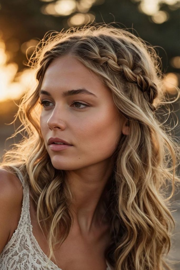Braided crown elegant summer look