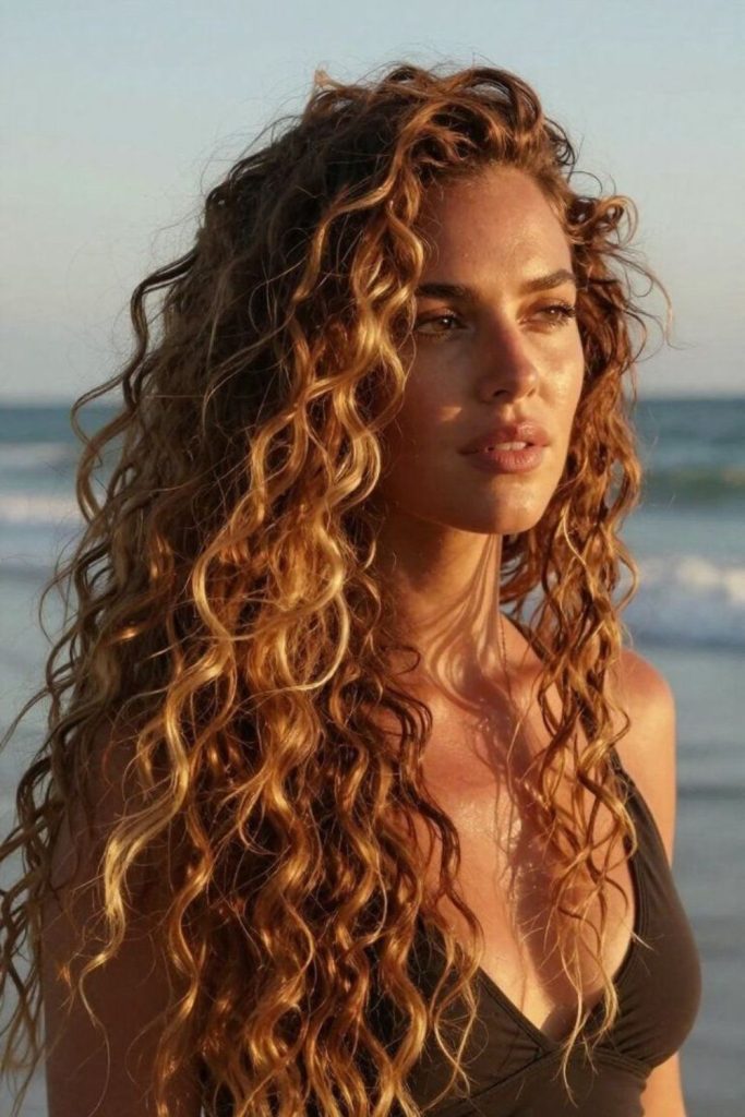 Sunset ember curls flowing with fiery glowing movement