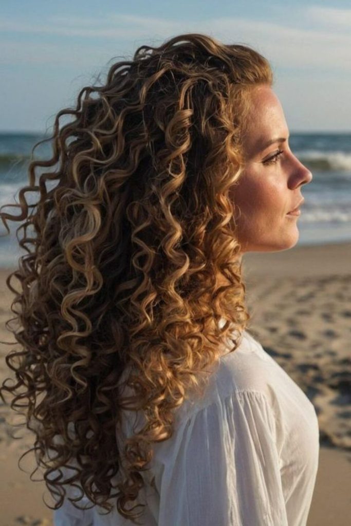 curly hair with playful lively motion.