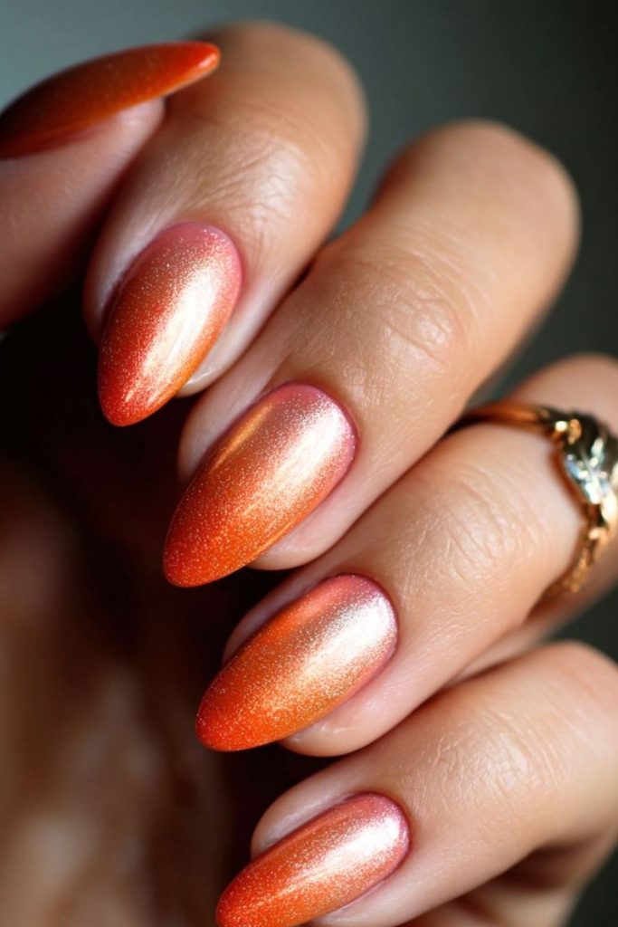 Tangerine orange fiery summer nails