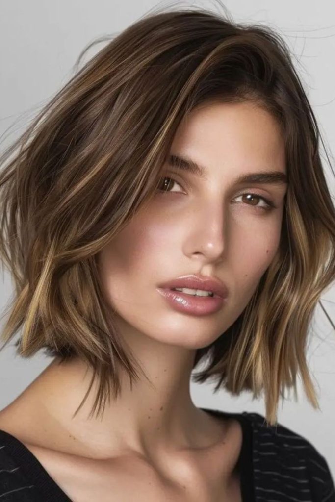 Toasted almond bob sharp modern elegance