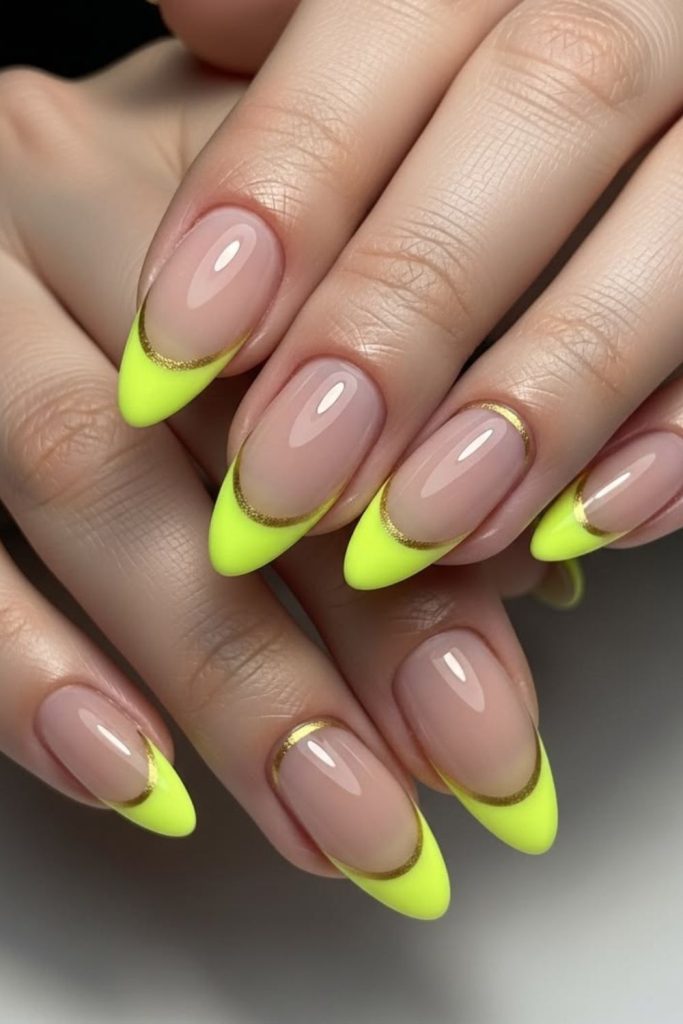 Lemon edge frame nail art