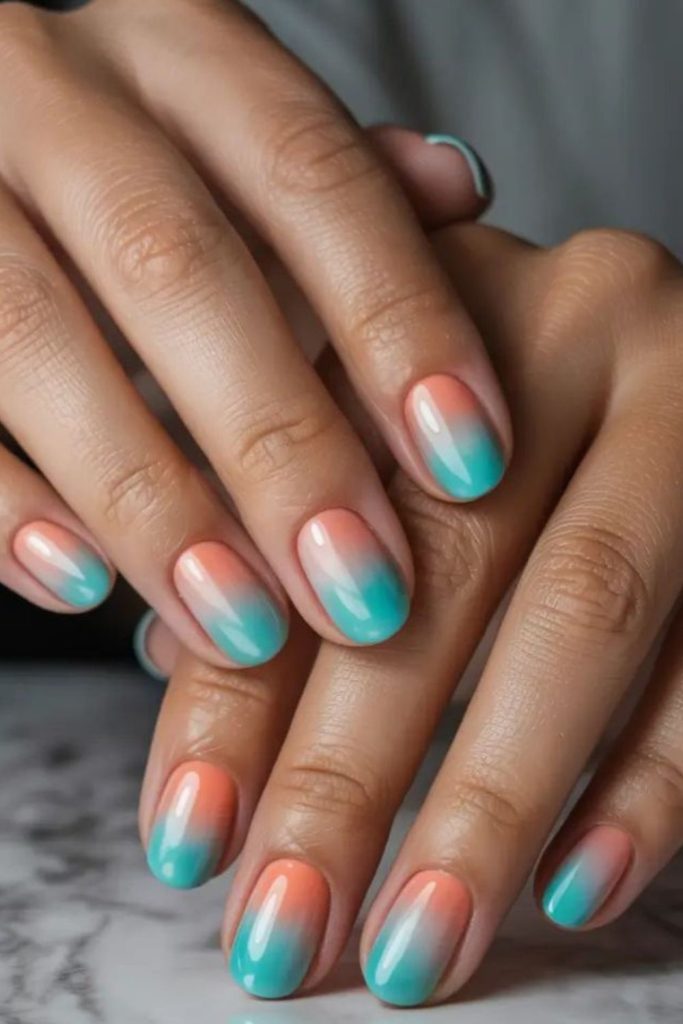 Mix tropical sunset lagoon blend nails