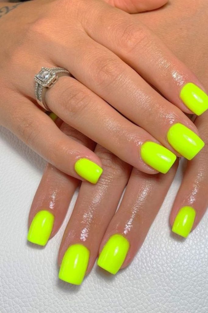 Cyber lemon burst glowing nails