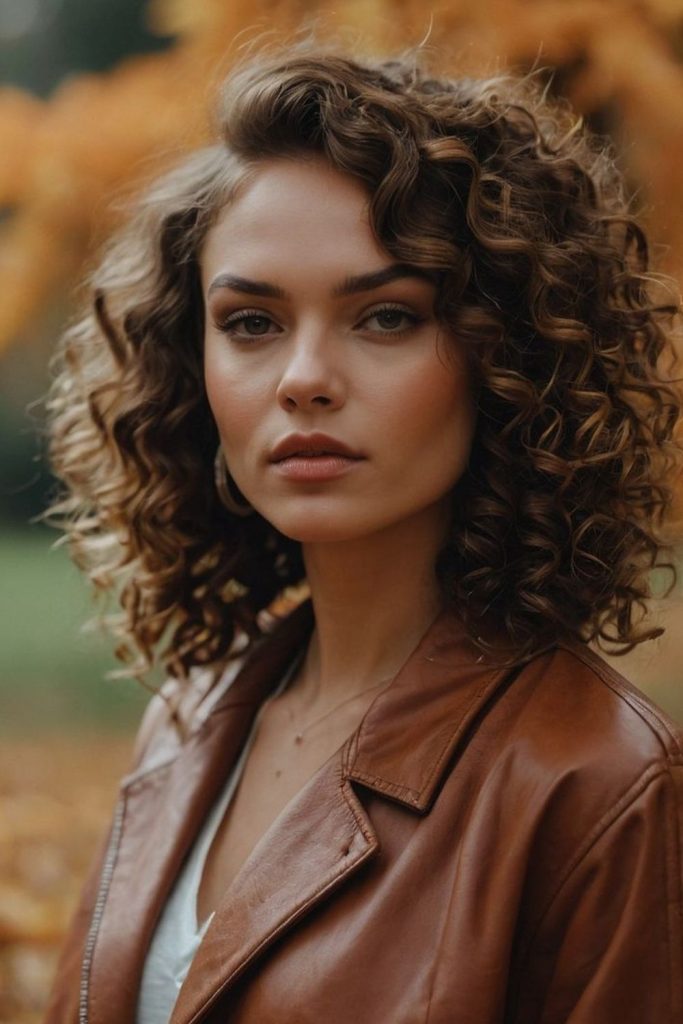 Structured curly hairstyle with modern street edge.