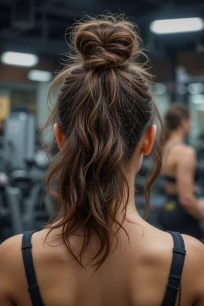 High bun pony hybrid urban sporty style