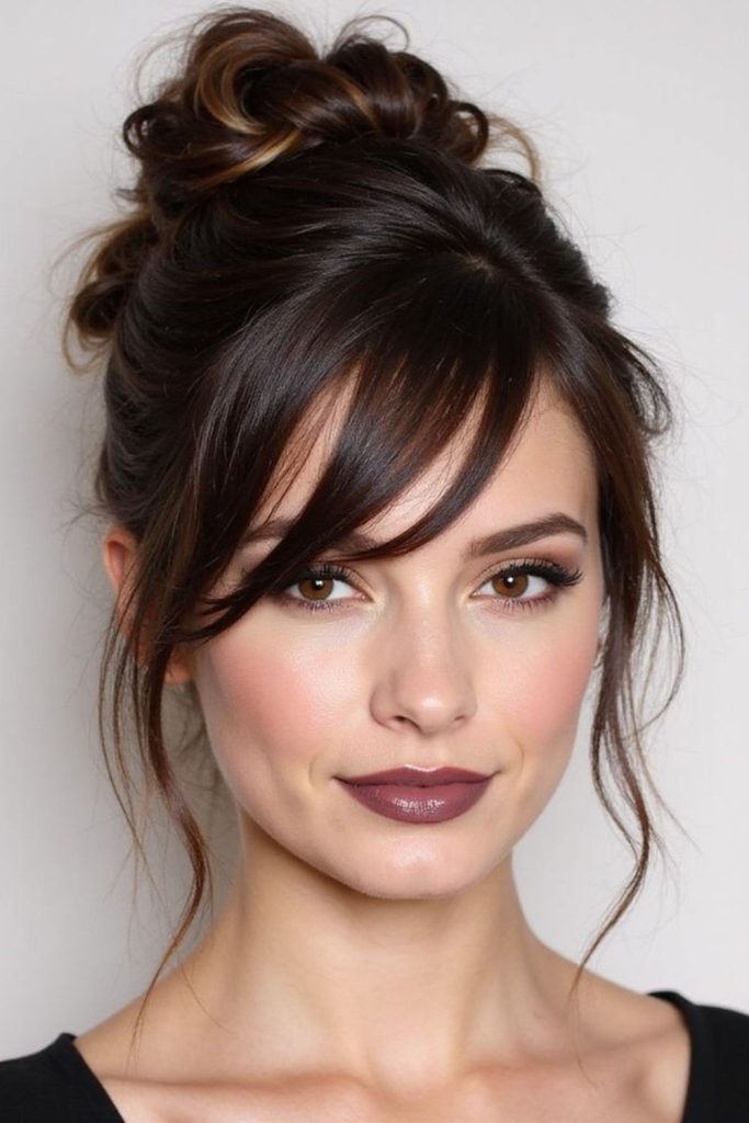 Edgy swoop hairstyle with messy bold street inspired attitude