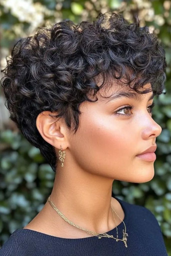 Soft urban coil pixie haircut