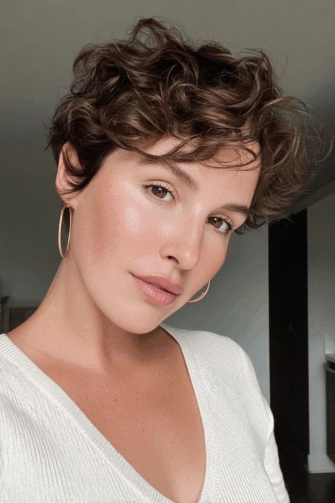 Soft velvet breeze curly pixie cut