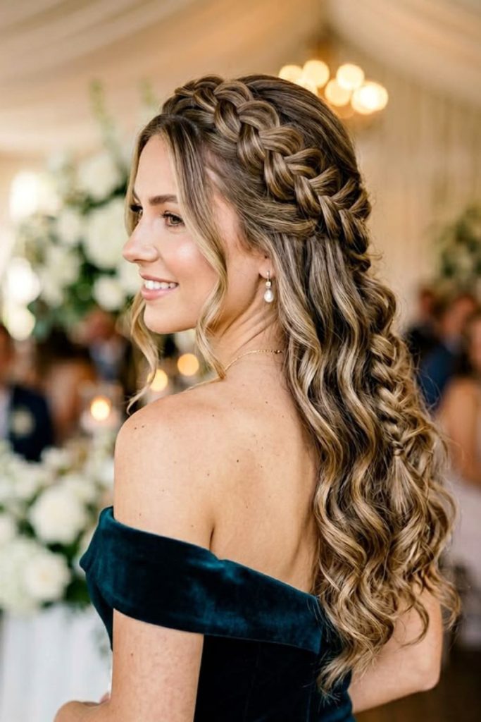 Soft halo ringlets framing face.