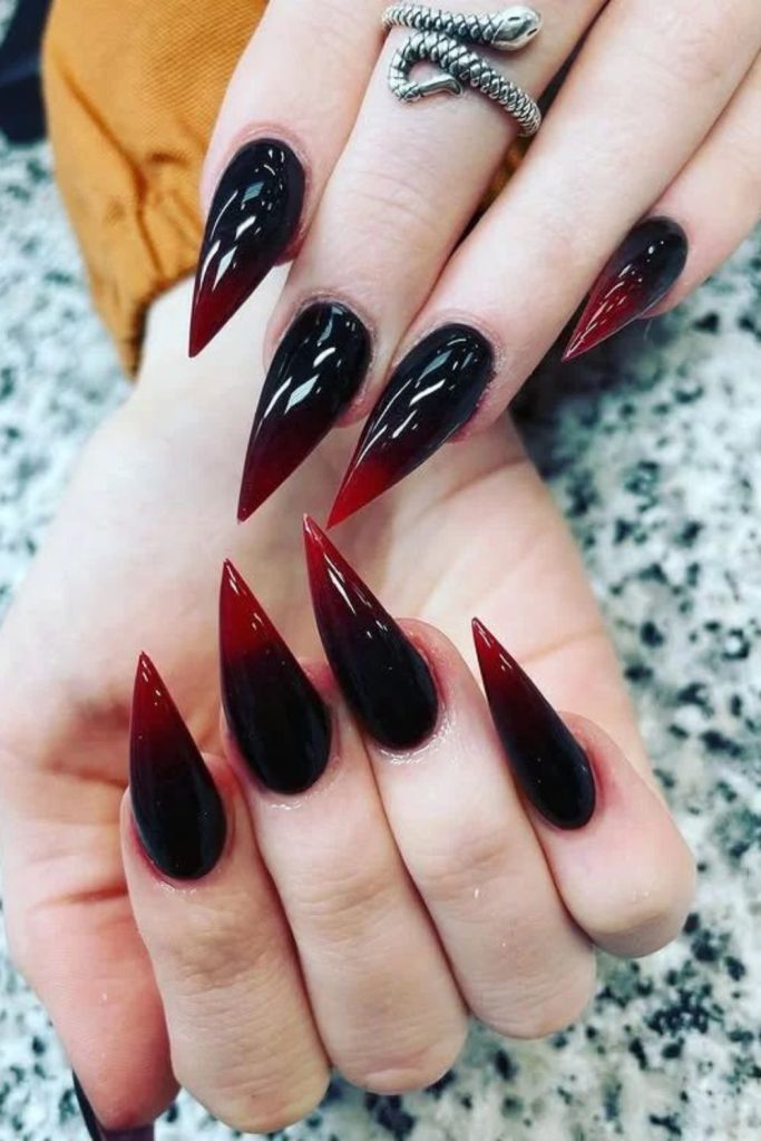 Velvet night crimson tipped manicure style