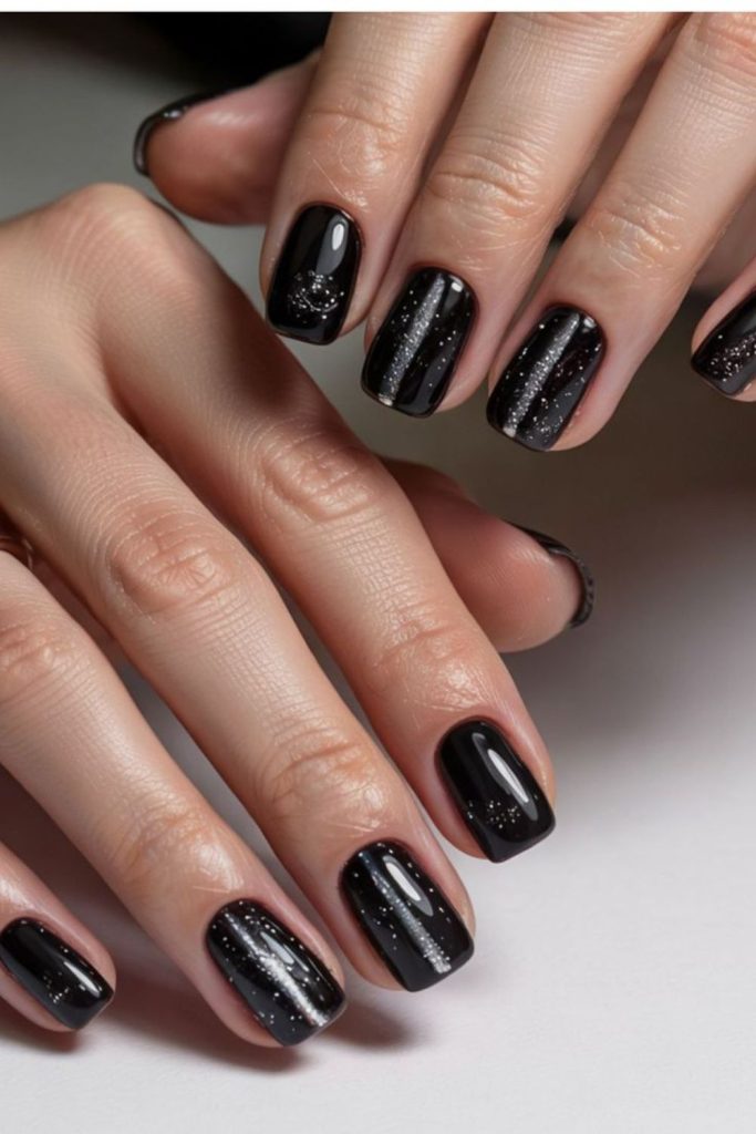 Velvet noir square glossy nail finish