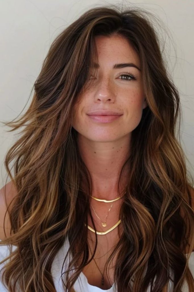 Walnut brunette glowing highlighted layers.