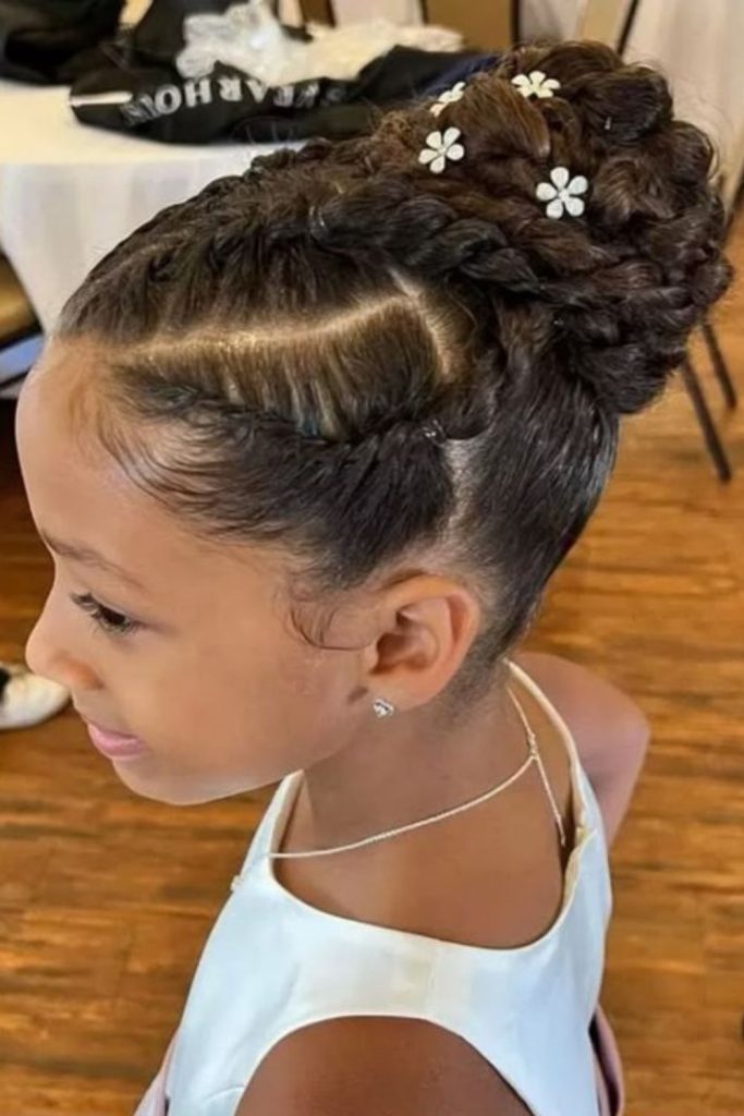 Loose side bun with airy curls