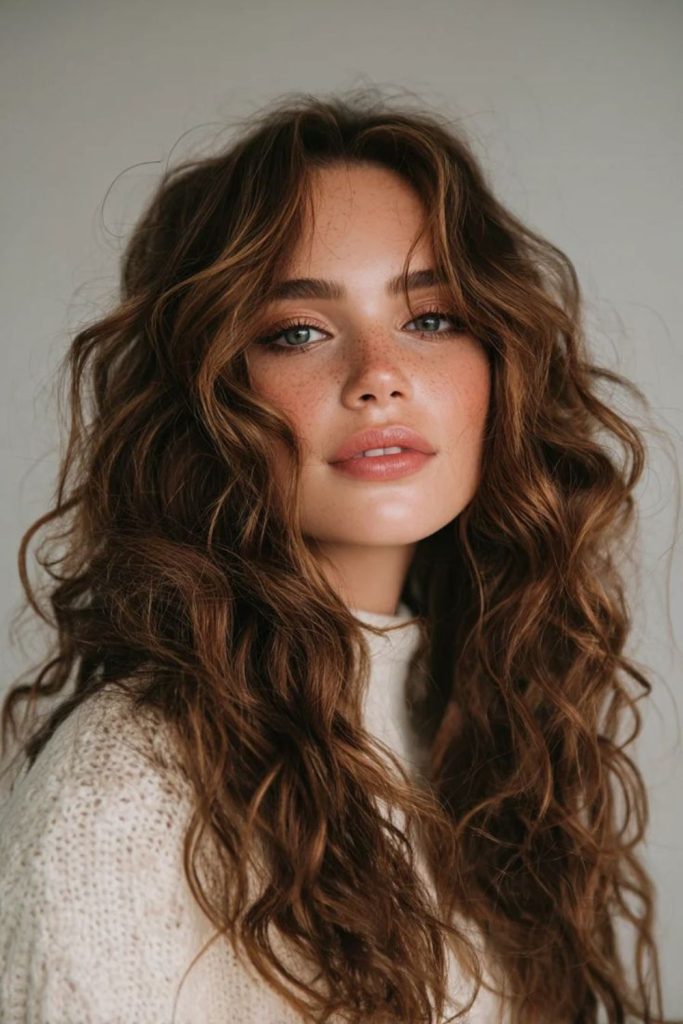 Fiery ember like wild curly flowing hairstyle texture