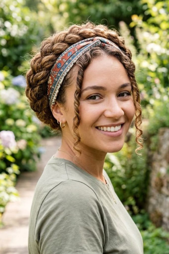 Crown twist with floral camp beauty.