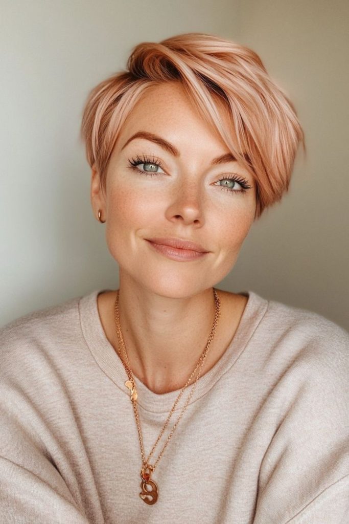 Airlight rose gold pixie crop soft glowing style