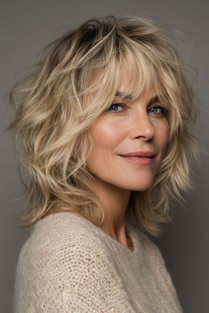 Airy vanilla shag cut natural movement style
