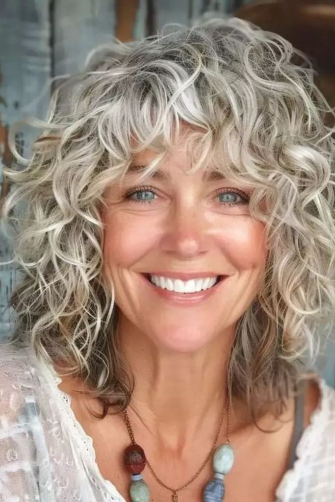 Arctic bounce shag short gray curls lively texture