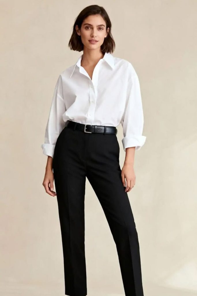 Black trousers office casual classic style