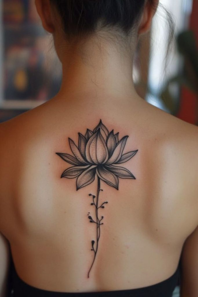 Lotus bloom tattoo symbolizing emotional rebirth