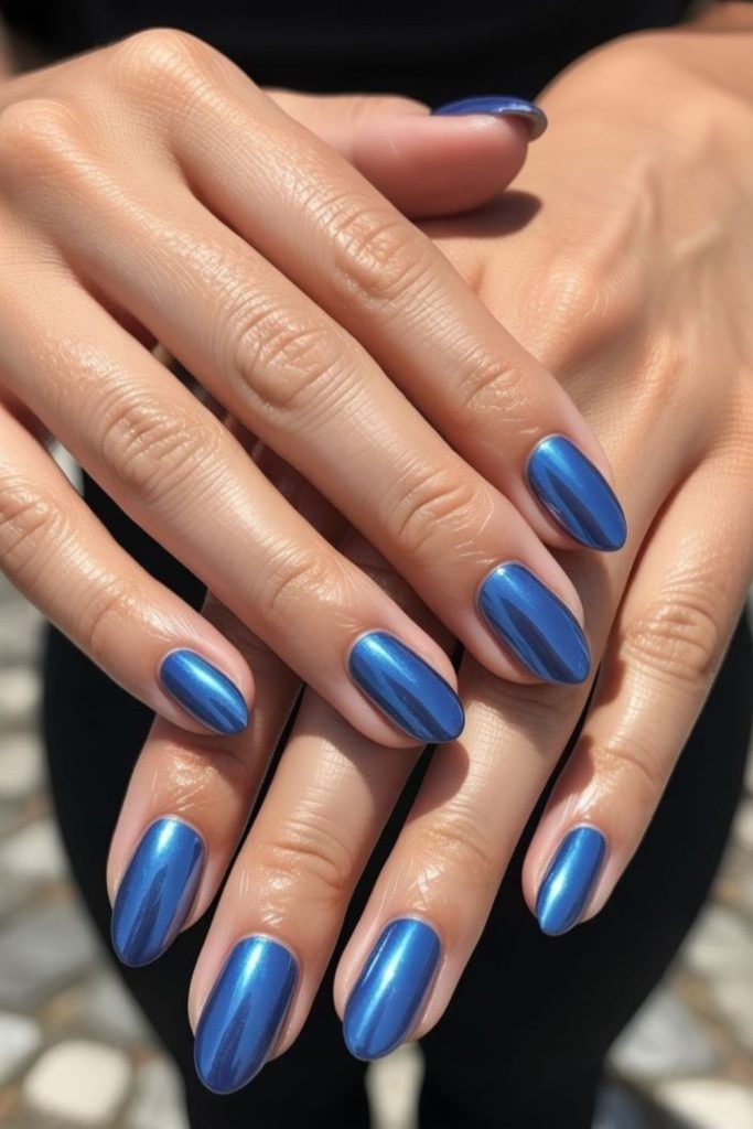 Blueberry ice cool deep tone nails