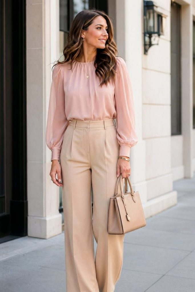 Blush office outfit soft professional look