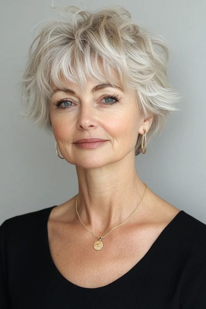 Sleek layered bob with texture.