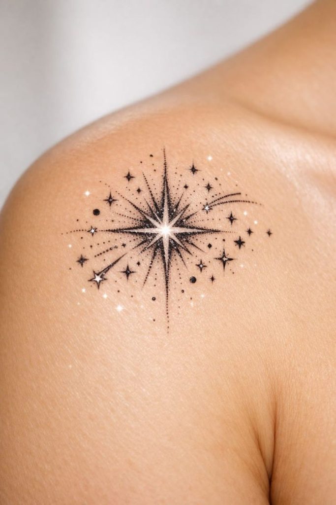 Burning star ambition desire tattoo symbol