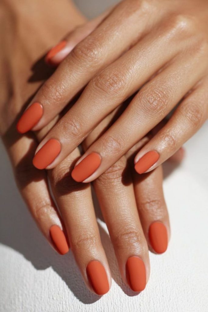Burnt orange desert warm nail style