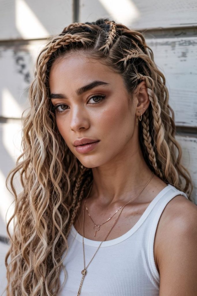 Buttercream blond lightweight boho braid style