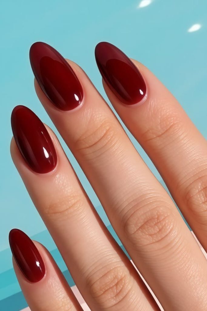 Cherry bomb deep red glossy nails