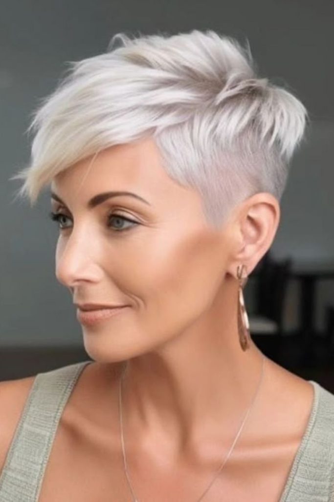 Undercut pixie with textured crown volume