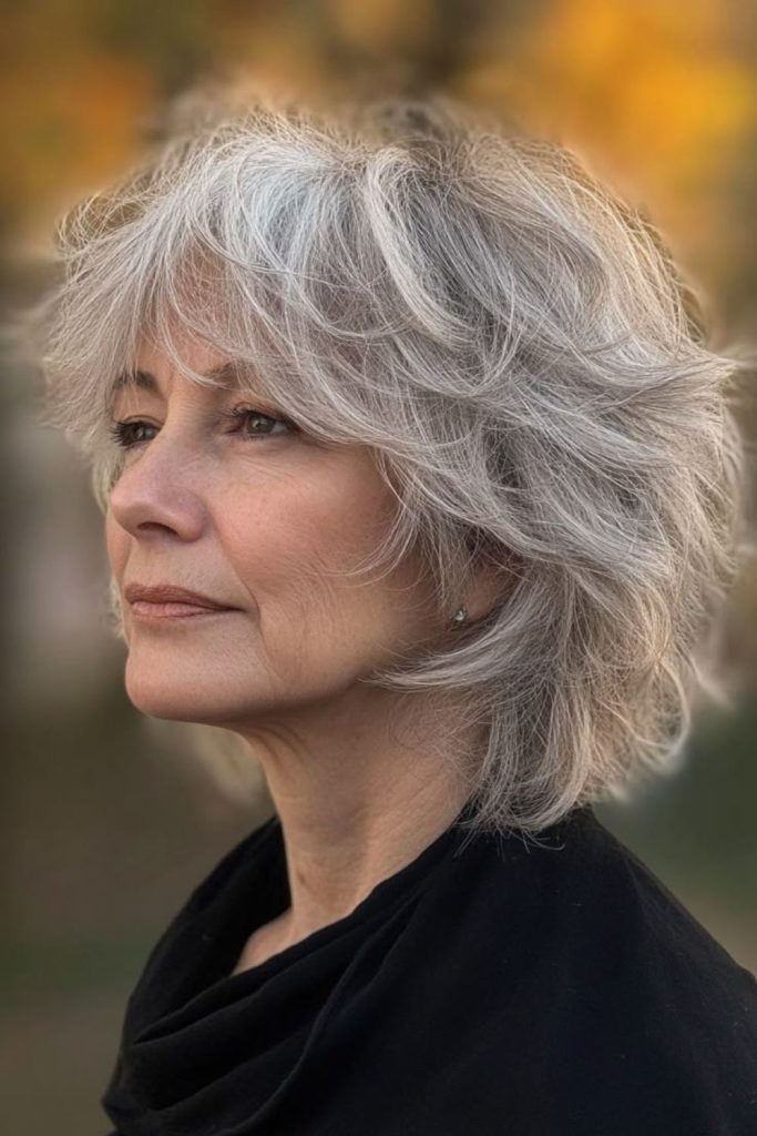 Chic tapered silver wave bob modern soft texture