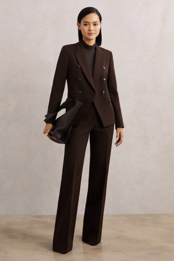 Brown office casual luxe outfit