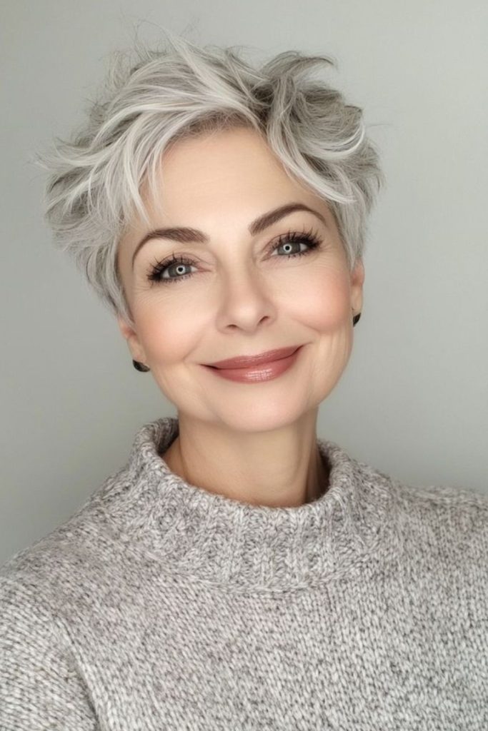 Cloud feather ash pixie crop light textured look