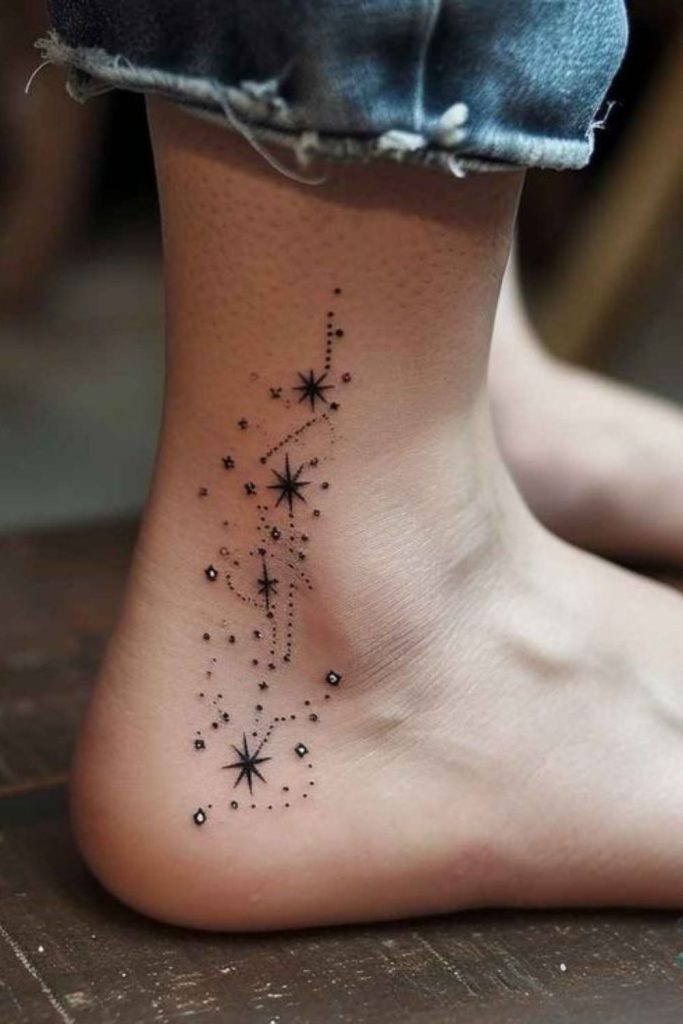 Tiny constellation stars minimalist tattoo design.