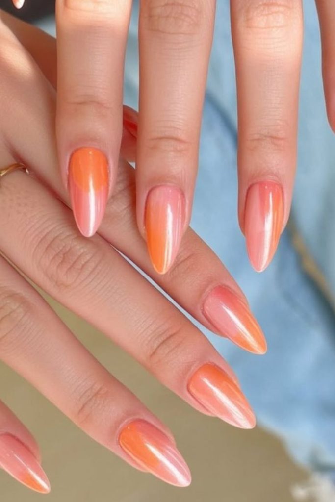 Coral reef sparkle ocean inspired nails