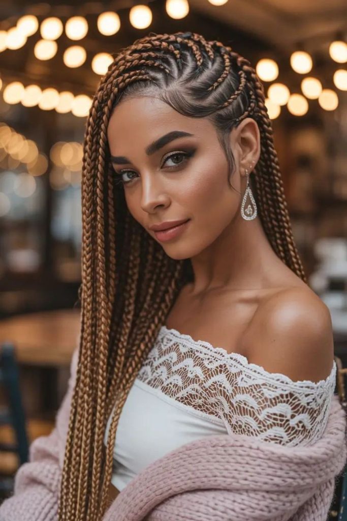 Flowing Fulani braids with ocean drift wave movement