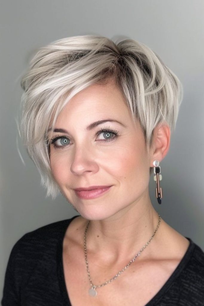 Crown volume pixie with layers