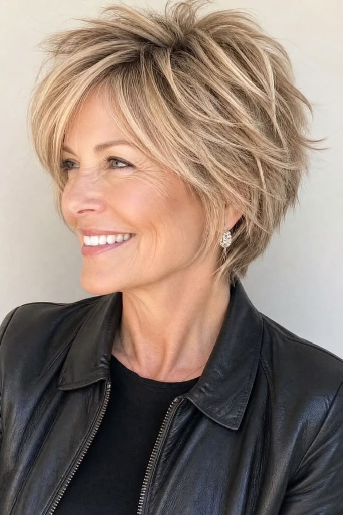 Feather sweep haircut with volume