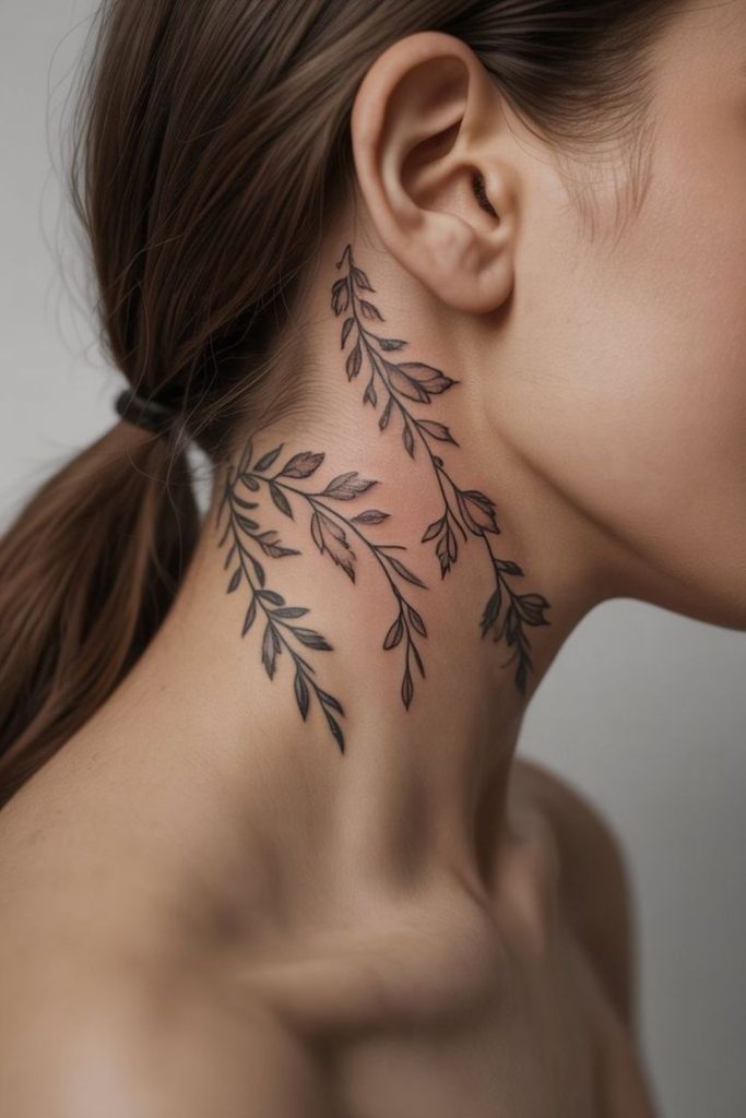 Laurel crown hairline tattoo classic elegance.
