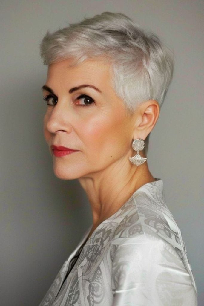 Textured pixie with defined crown.