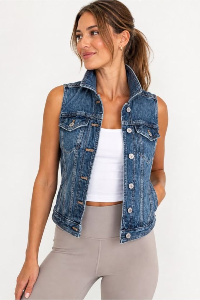 Denim vest casual street worn urban outfit