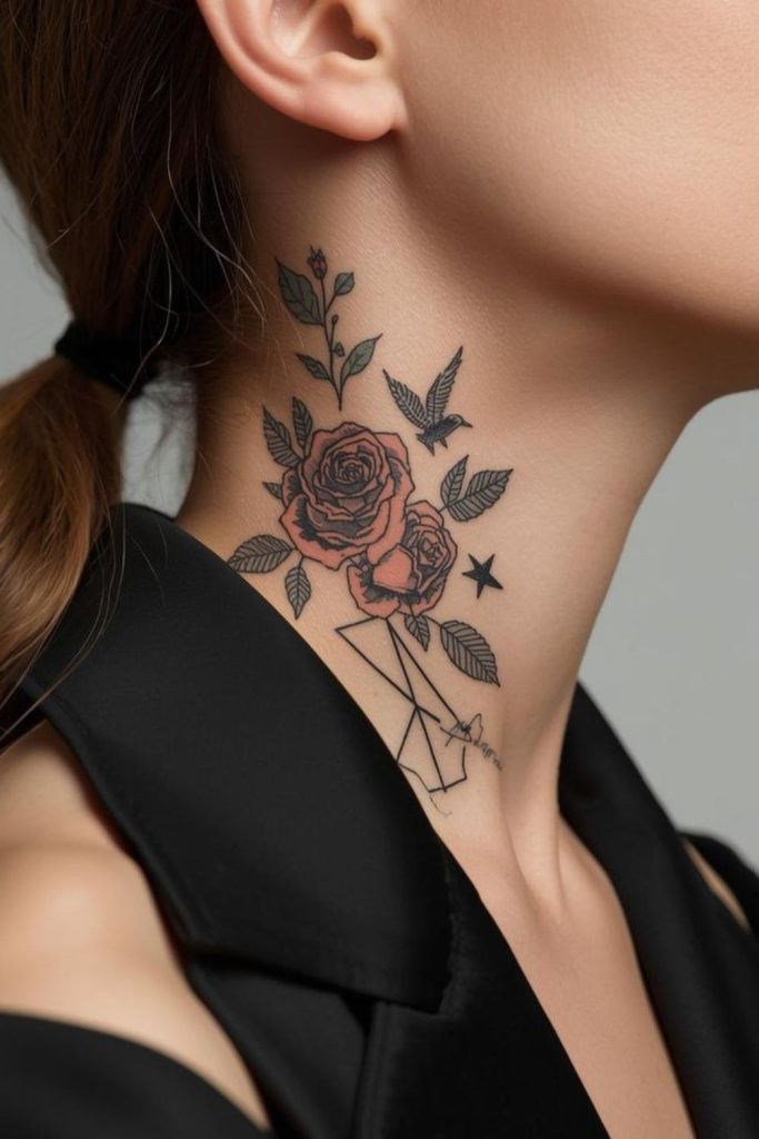 Desert flower hairline tattoo subtle beauty.