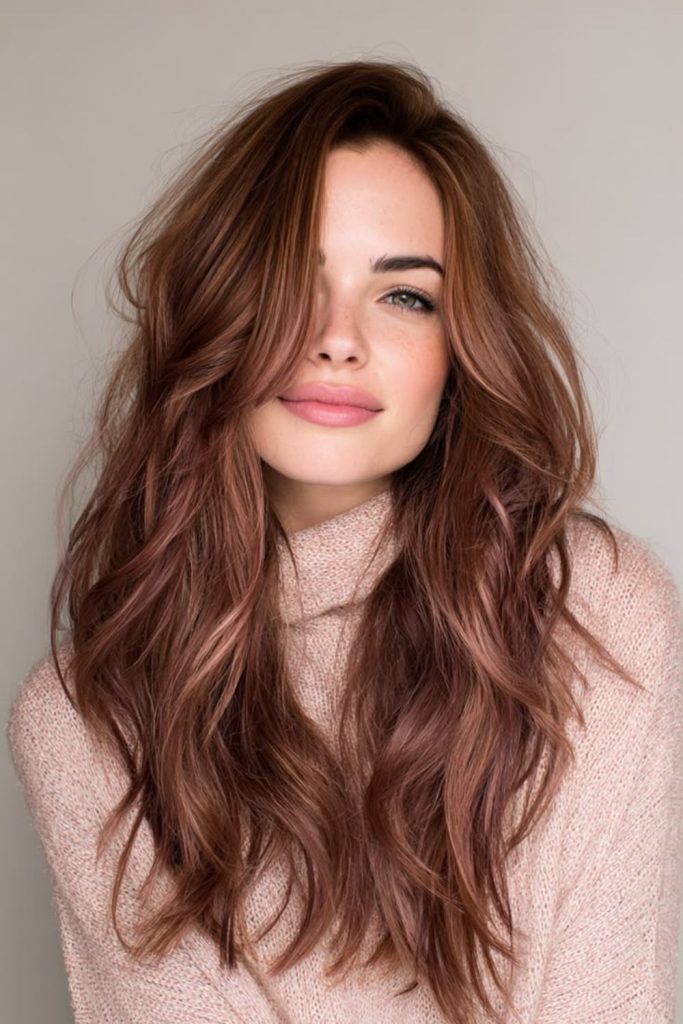 Desert rose layers with soft fringe.